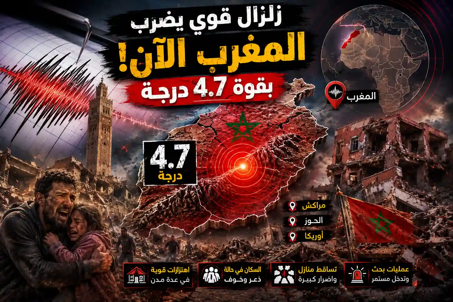 عاجل | زلزال بقوة 4.7 درجات يضرب المغرب بالقرب من أمزميز.. هل يتكرر سيناريو الحوز؟