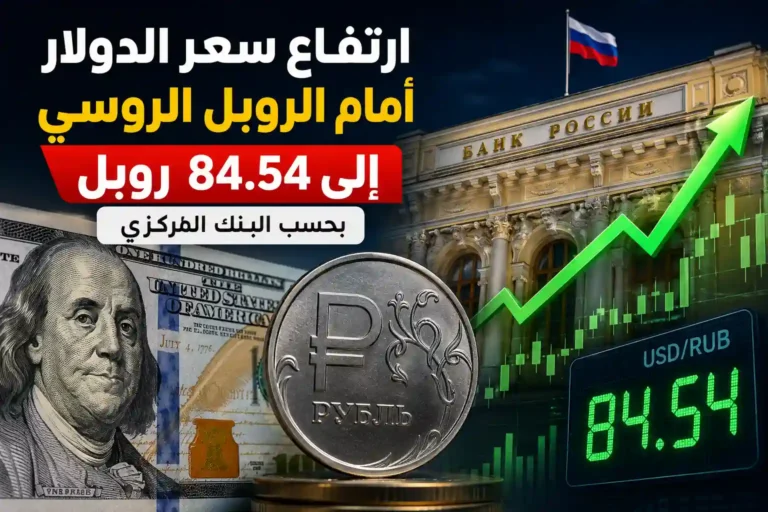 ارتفاع سعر الدولار أمام الروبل الروسي إلى 84.54 روبل بحسب البنك المركزي